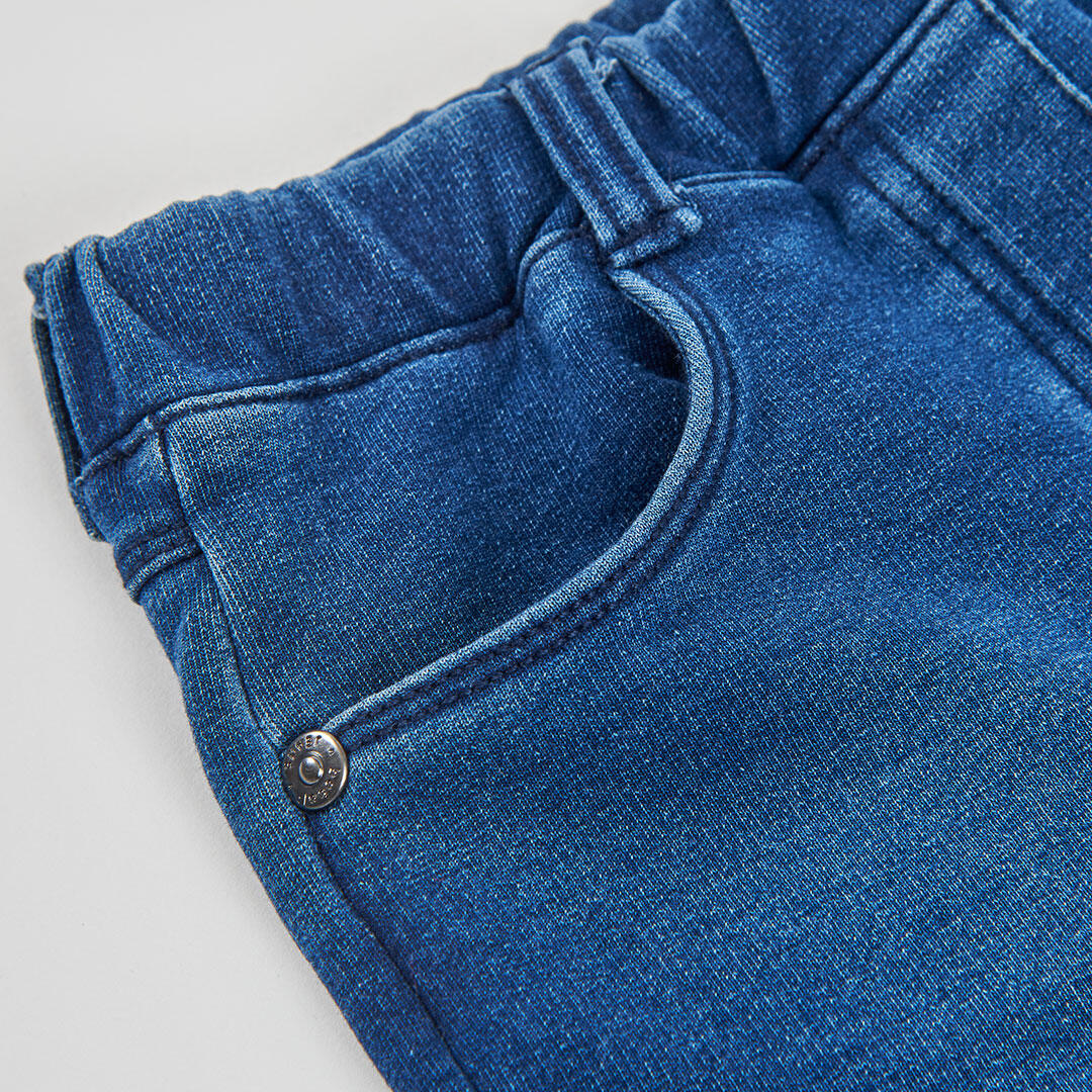 Short de felpa efecto denim para niña, azul 3/4