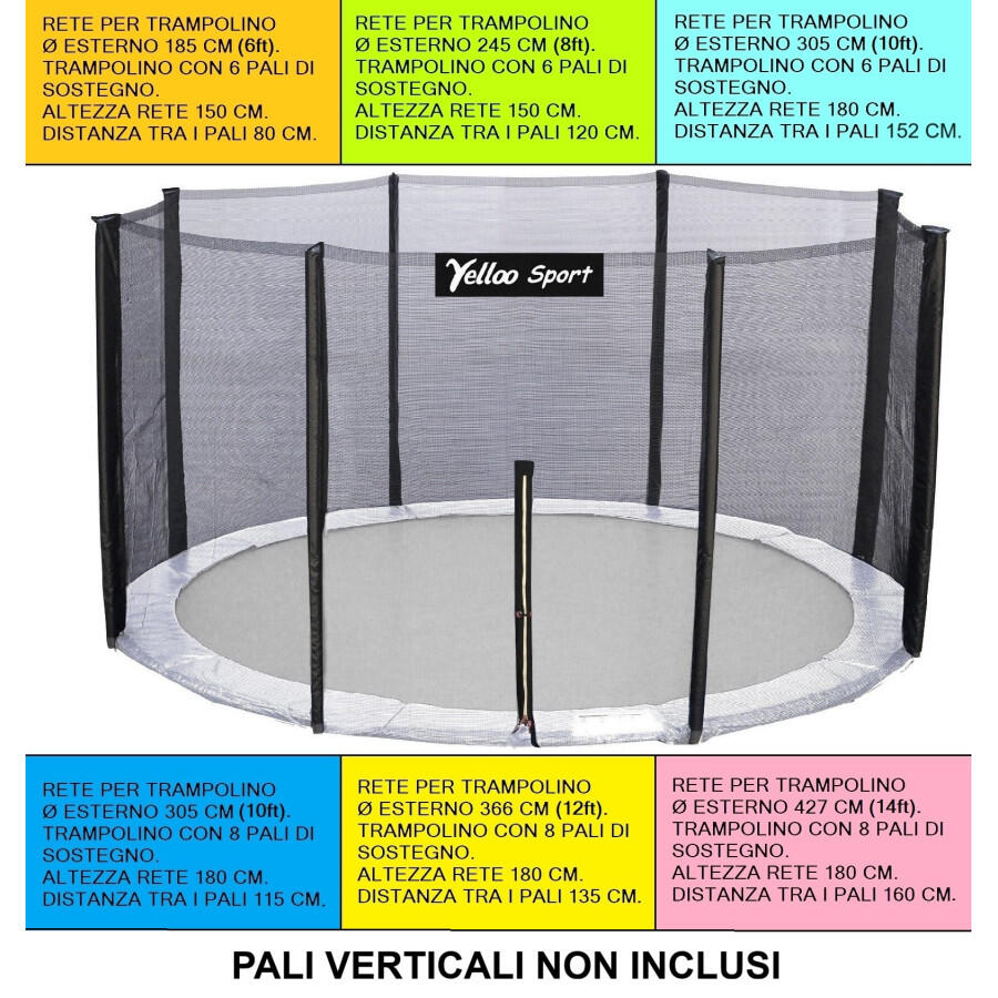 RETE DI SICUREZZA ESTERNA per trampolino ⌀ 305 cm DA 8 PALI Certificato CE 8/8