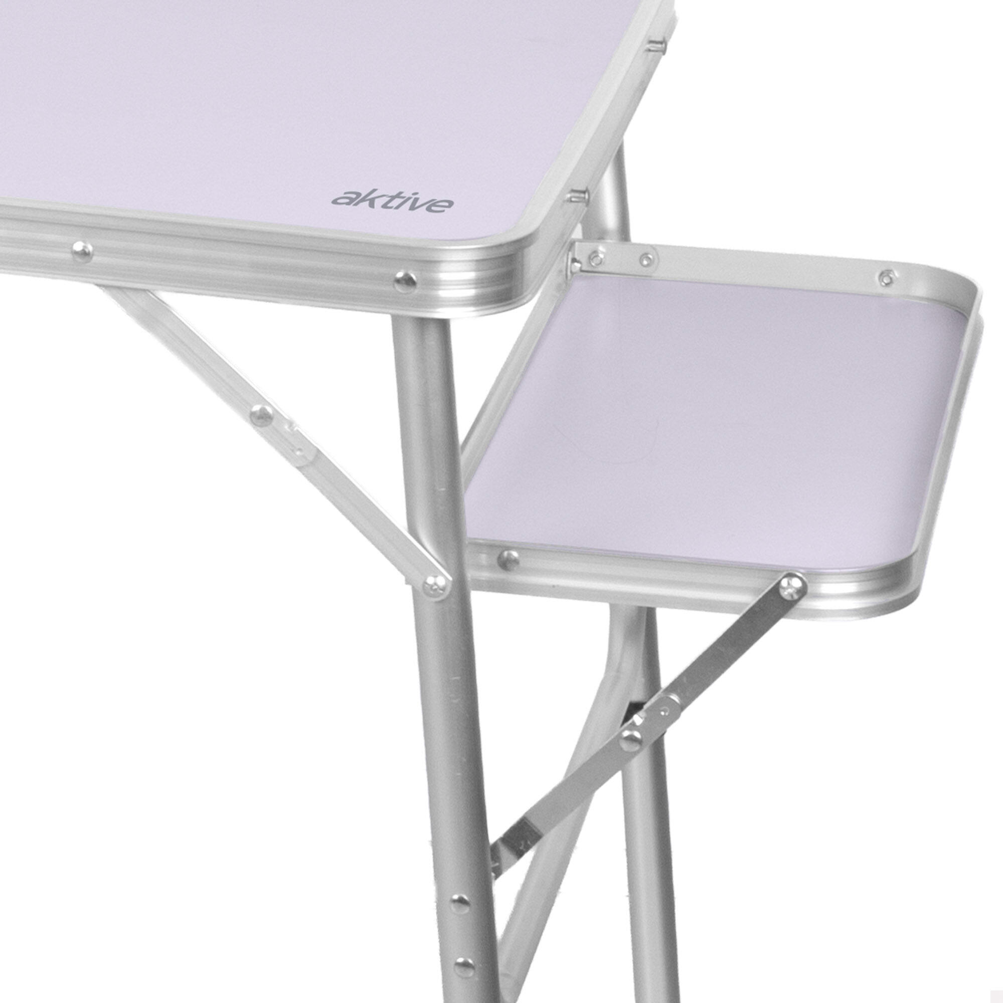 Mesa de camping dobrável em alumínio e MDF com sistema anti-tombamento. 6/7
