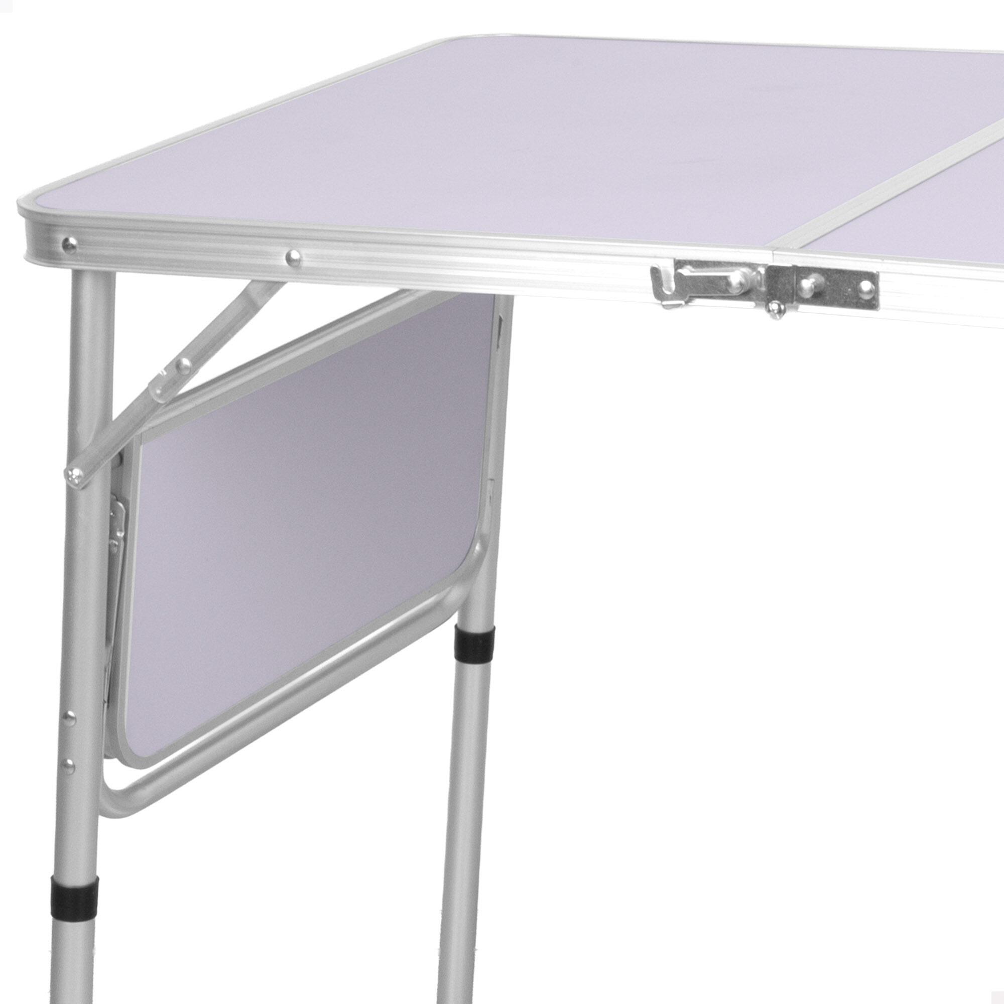 Mesa de camping dobrável em alumínio e MDF com sistema anti-tombamento. 5/7