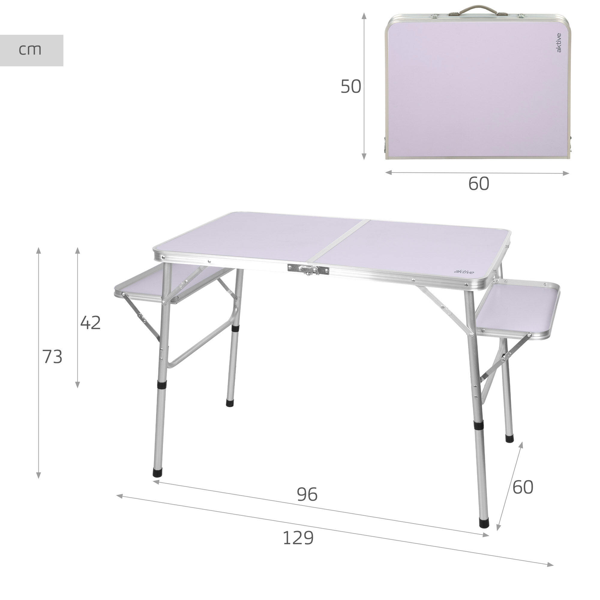 Mesa de camping dobrável em alumínio e MDF com sistema anti-tombamento. 4/7