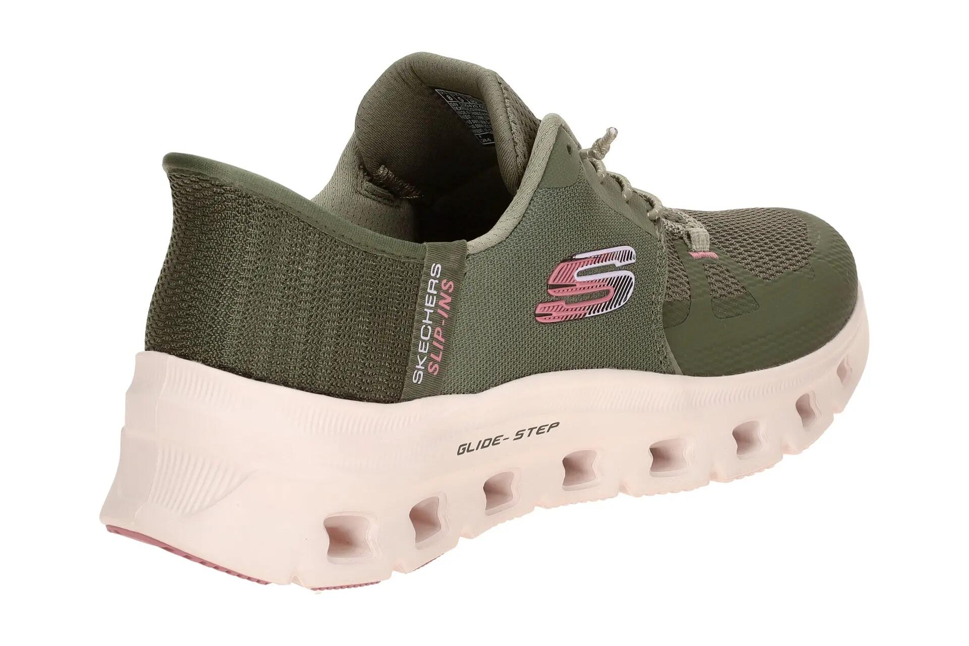 Skechers Glide Step Schuhe grün olive Damen SLIP-INS 150420 4/7