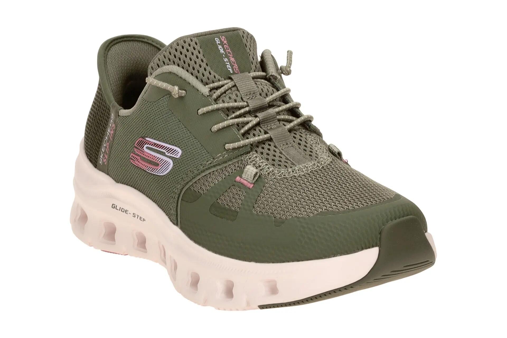 Skechers Glide Step Schuhe grün olive Damen SLIP-INS 150420 3/7