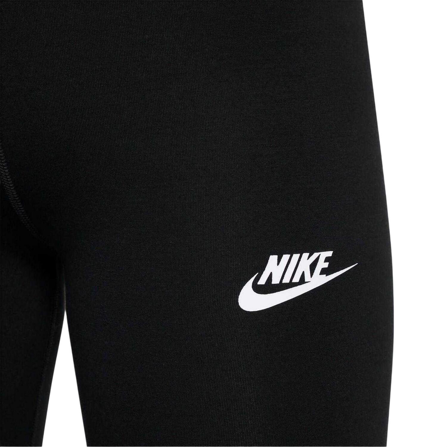 Girls Sportswear Essential Fitted Leggings (Black/White) 4/4