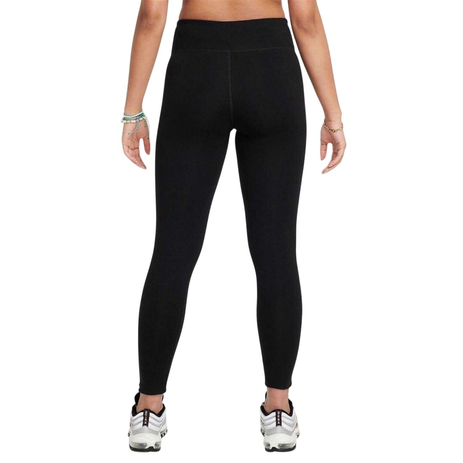 Girls Sportswear Essential Fitted Leggings (Black/White) 3/4
