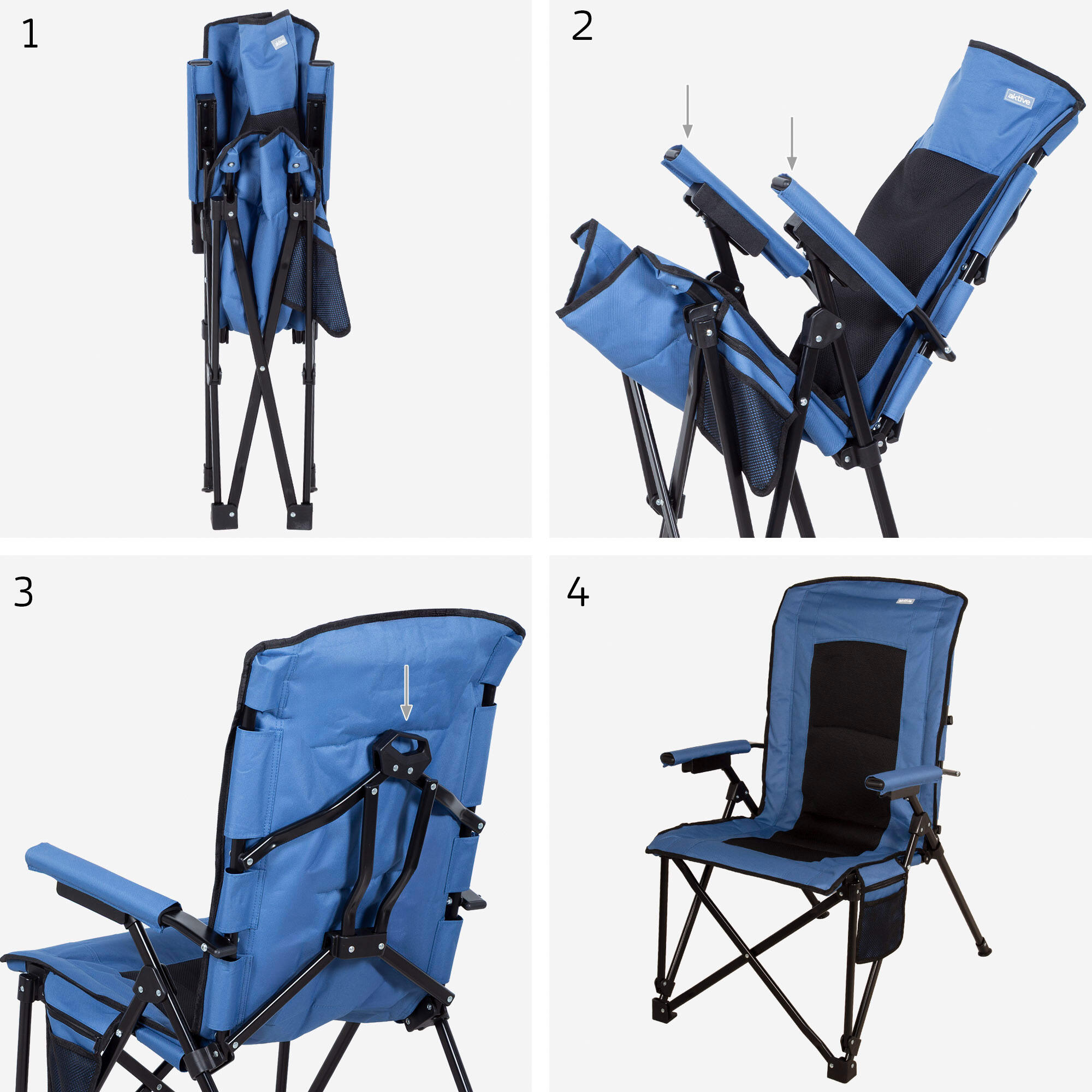 Pack 2 sillas camping 54x80x103 cm azul marino 5/8