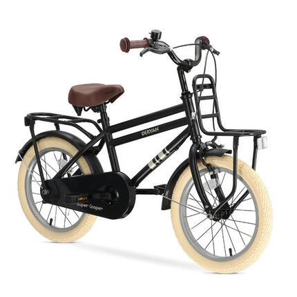 DERYAN Cooper Kinderfahrrad 18 Zoll - Verstellbarer Lenker und Sattel - Schwarz