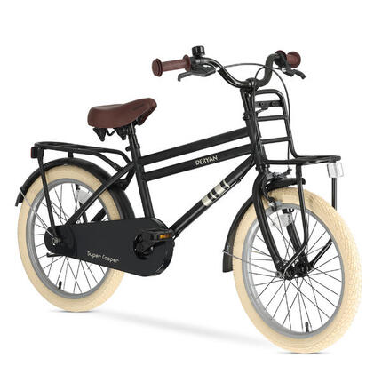 DERYAN Cooper Kinderfahrrad 18 Zoll - Verstellbarer Lenker und Sattel - Schwarz