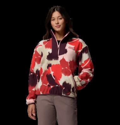 Sequoia grove printed half zip dames korte rits fleece washed red, ikatbloom