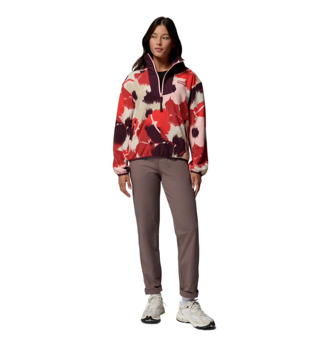 Sequoia Grove Printed Half Zip Dames Korte rits fleece Washed Red, Ikatbloom 6/6