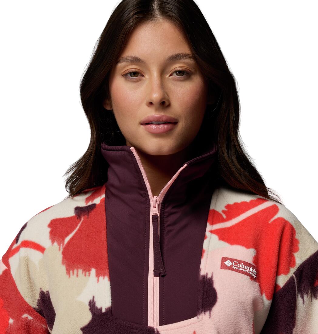 Sequoia Grove Printed Half Zip Dames Korte rits fleece Washed Red, Ikatbloom 5/6