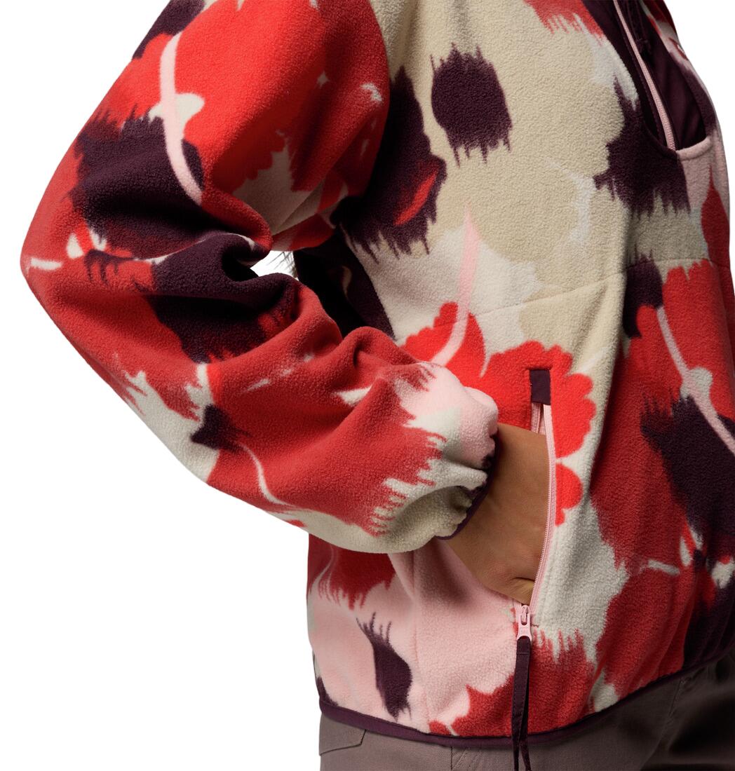 Sequoia Grove Printed Half Zip Dames Korte rits fleece Washed Red, Ikatbloom 4/6