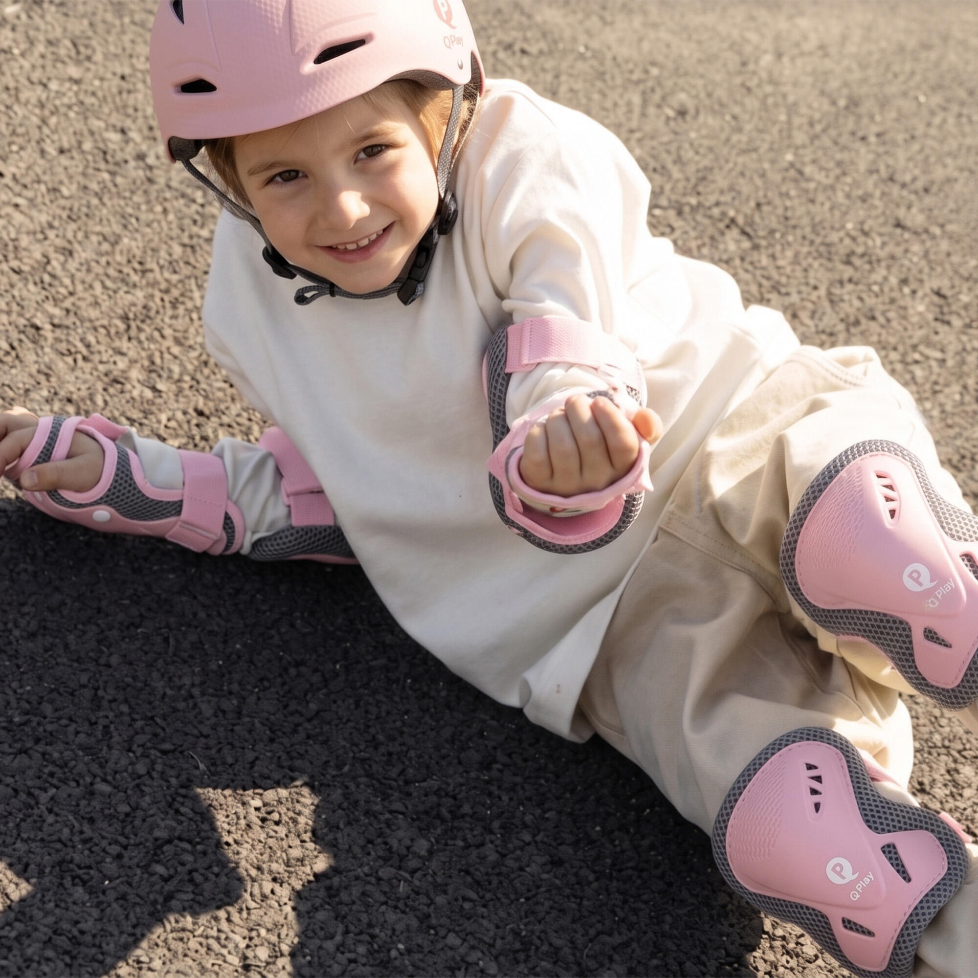 Casco Qplay per Bambini - Casco di Sicurezza per Bambini - Taglia S - Rosa 3/4