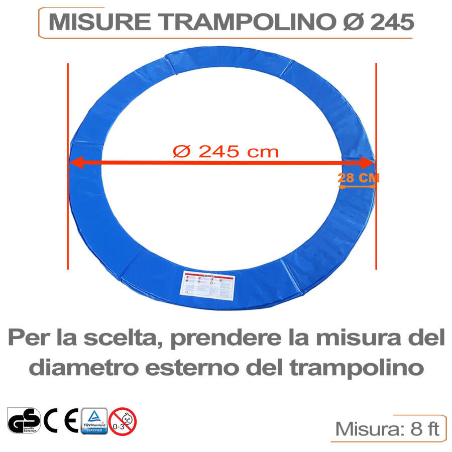 COPRIMOLLE per trampolino elastico diametro 245 cm Certificato CE TUV GS Yelloo 2/9