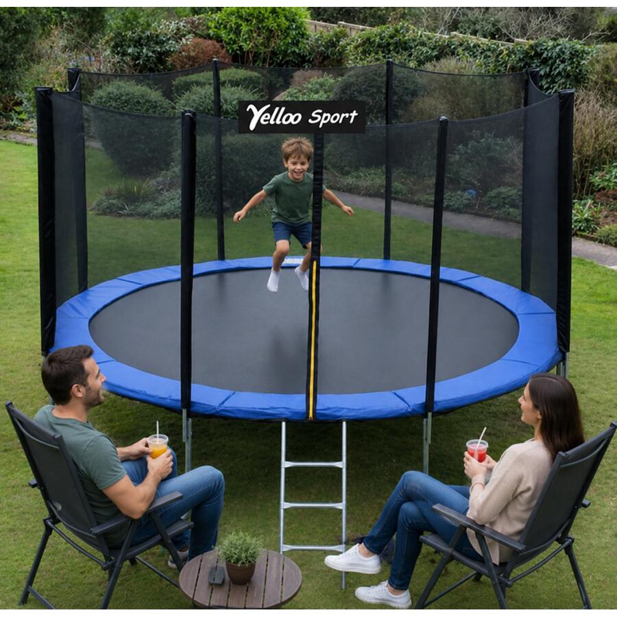 Ø 366 Cm Blu - Trampolino Elastico Tappeto salto Certificato Ce marca Yelloo 2/9