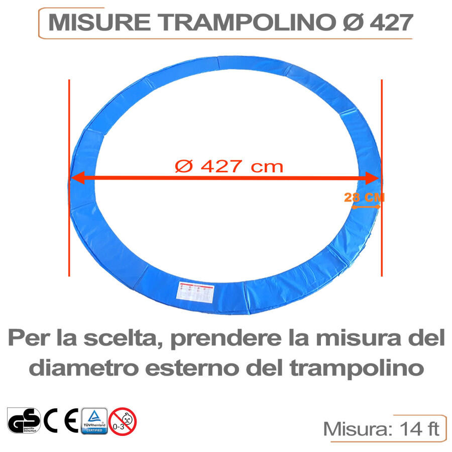 COPRIMOLLE per trampolino elastico diametro 427 cm Certificato CE TUV GS Yelloo 2/9