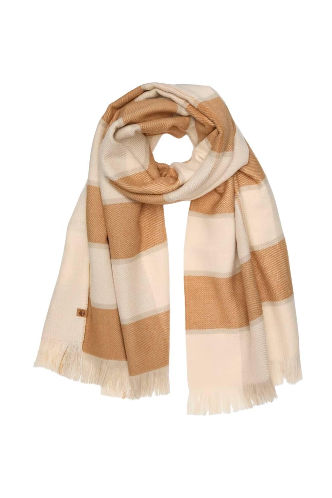 écharpe - sportswear - femme - maxi à franges, colorblock - TIMBERLAND - beige 3/3