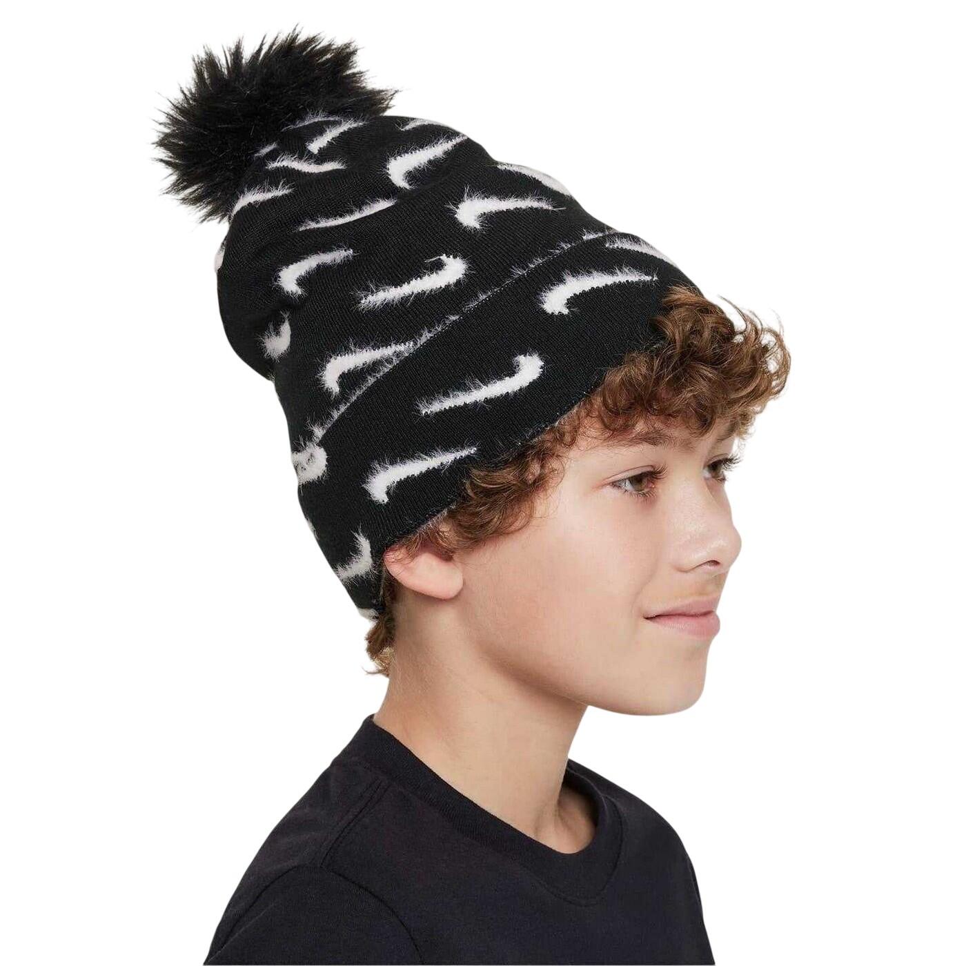 Berretto Pom Pom Bambini Nike Nero Bianco Mélange 4/4