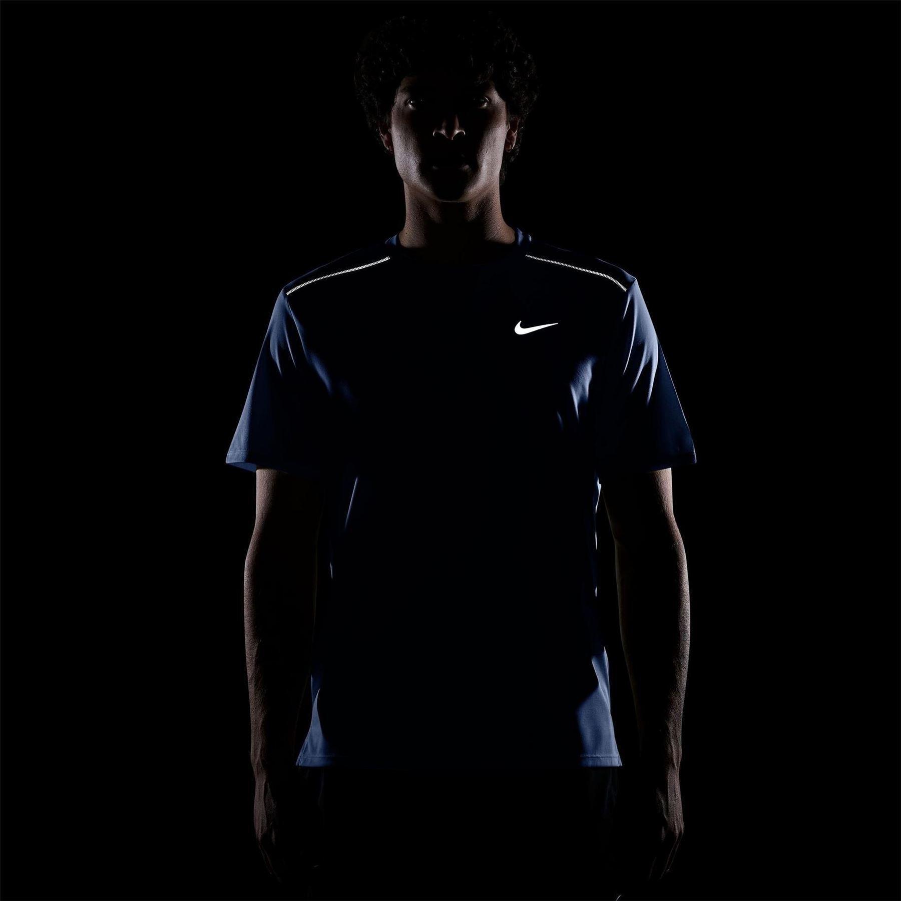 Mens Miler Swoosh Reflective Detail TShirt (Light Blue) 4/5