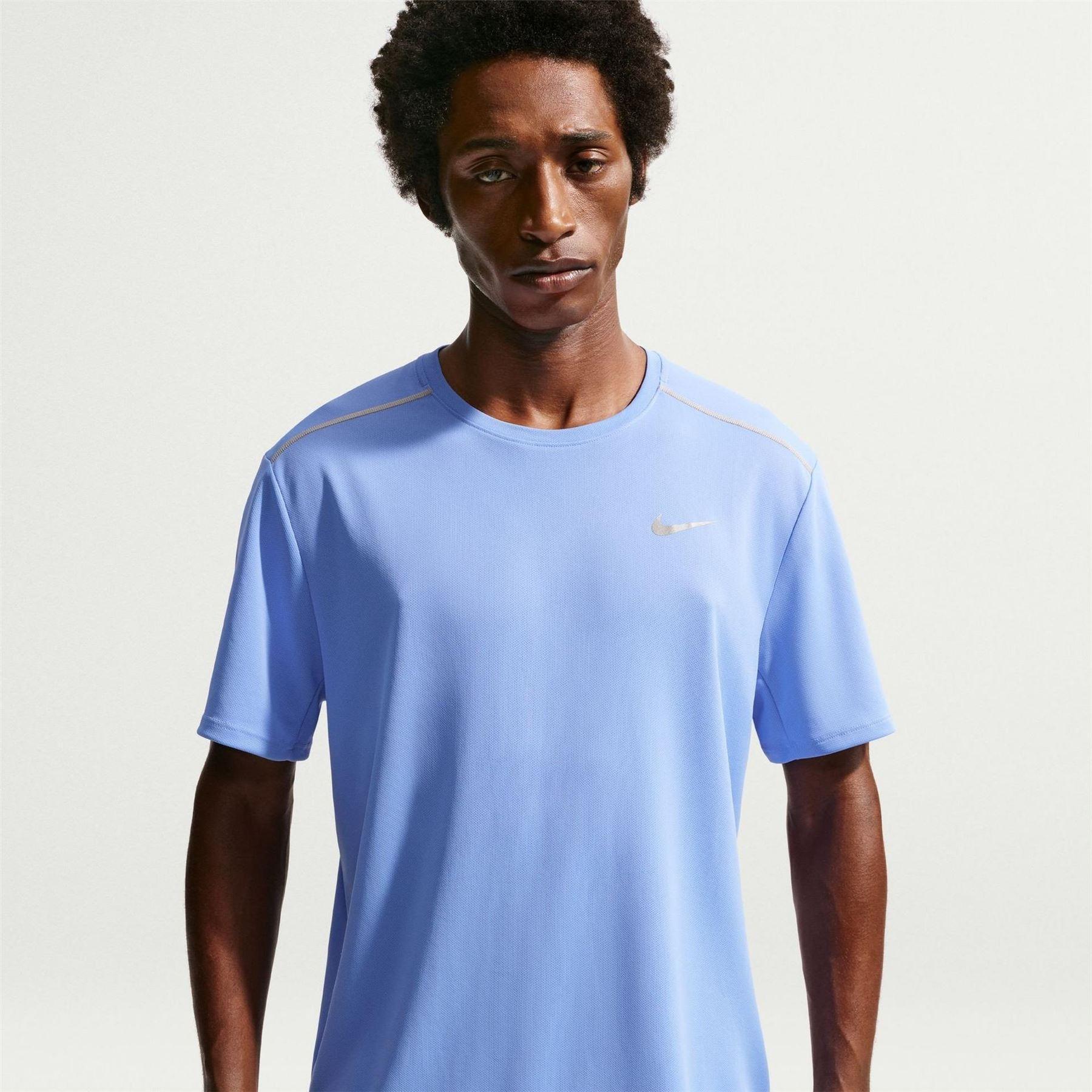 Mens Miler Swoosh Reflective Detail TShirt (Light Blue) 3/5