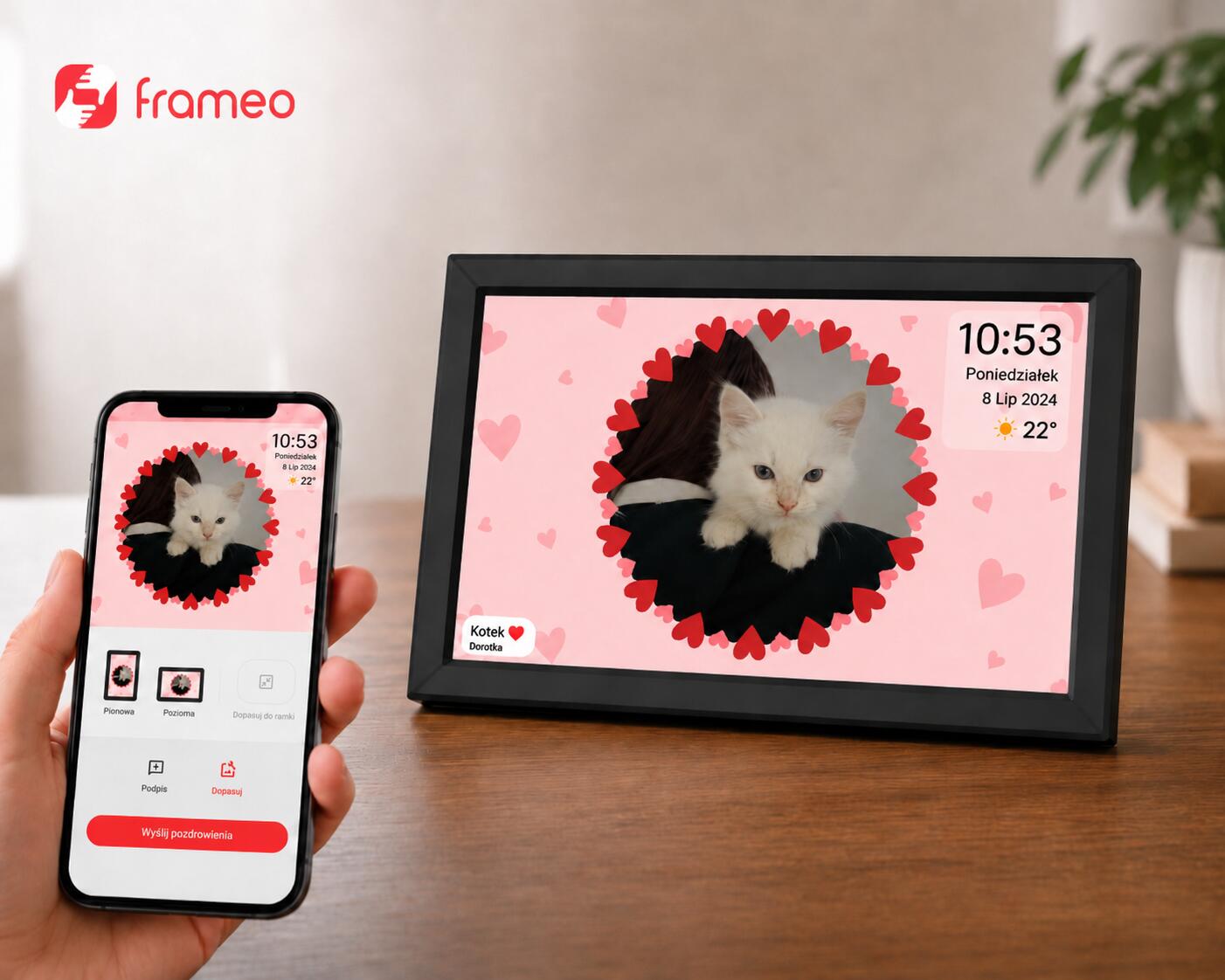 Ramka cyfrowa na zdjęcia 10.1" z aplikacją frameo 32GB  - czarna 7/7