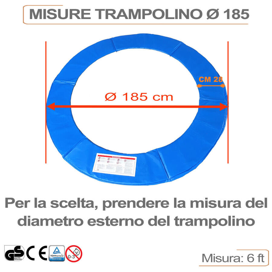 COPRIMOLLE per trampolino elastico diametro 185 cm Certificato CE TUV GS Yelloo 2/9