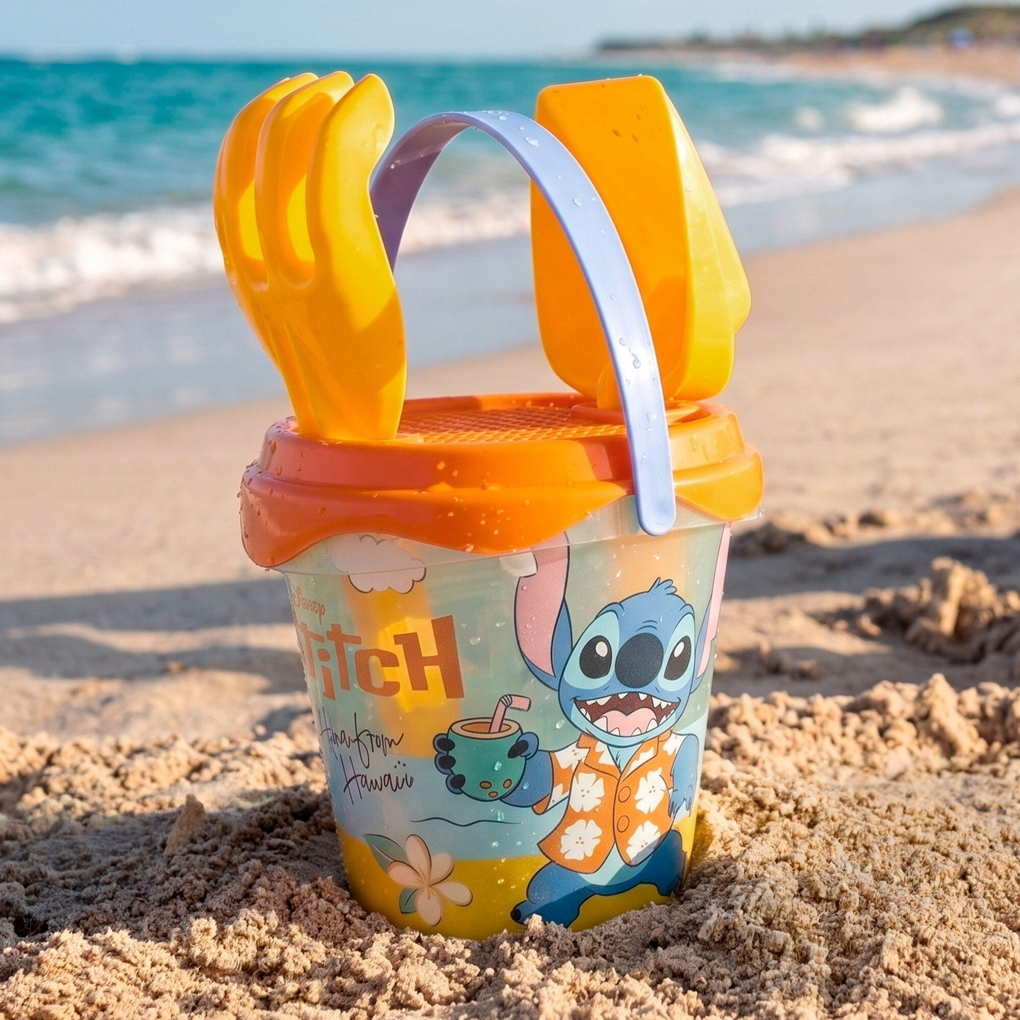 Set de playa infantil Stitch con poncho cubo y juguetes a partir de 18 meses 7/7