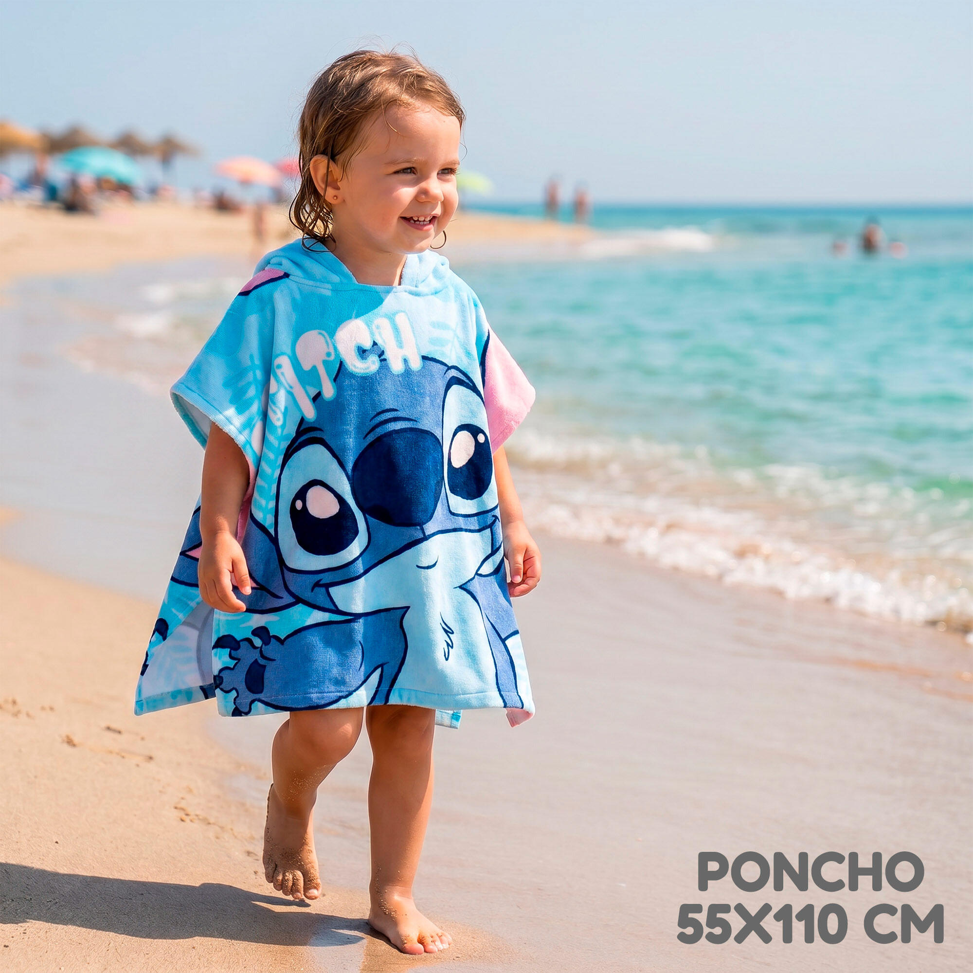 Set de playa infantil Stitch con poncho cubo y juguetes a partir de 18 meses 3/7