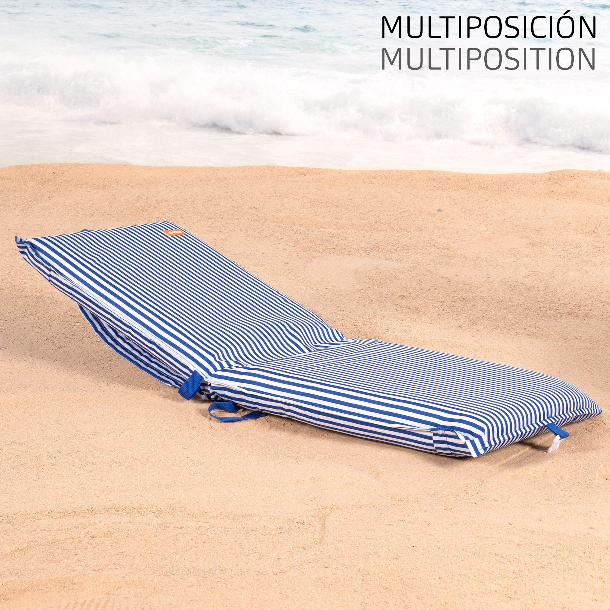 Pack 2 asientos playa bajos 40x48x56 cm rayas azules 5/7