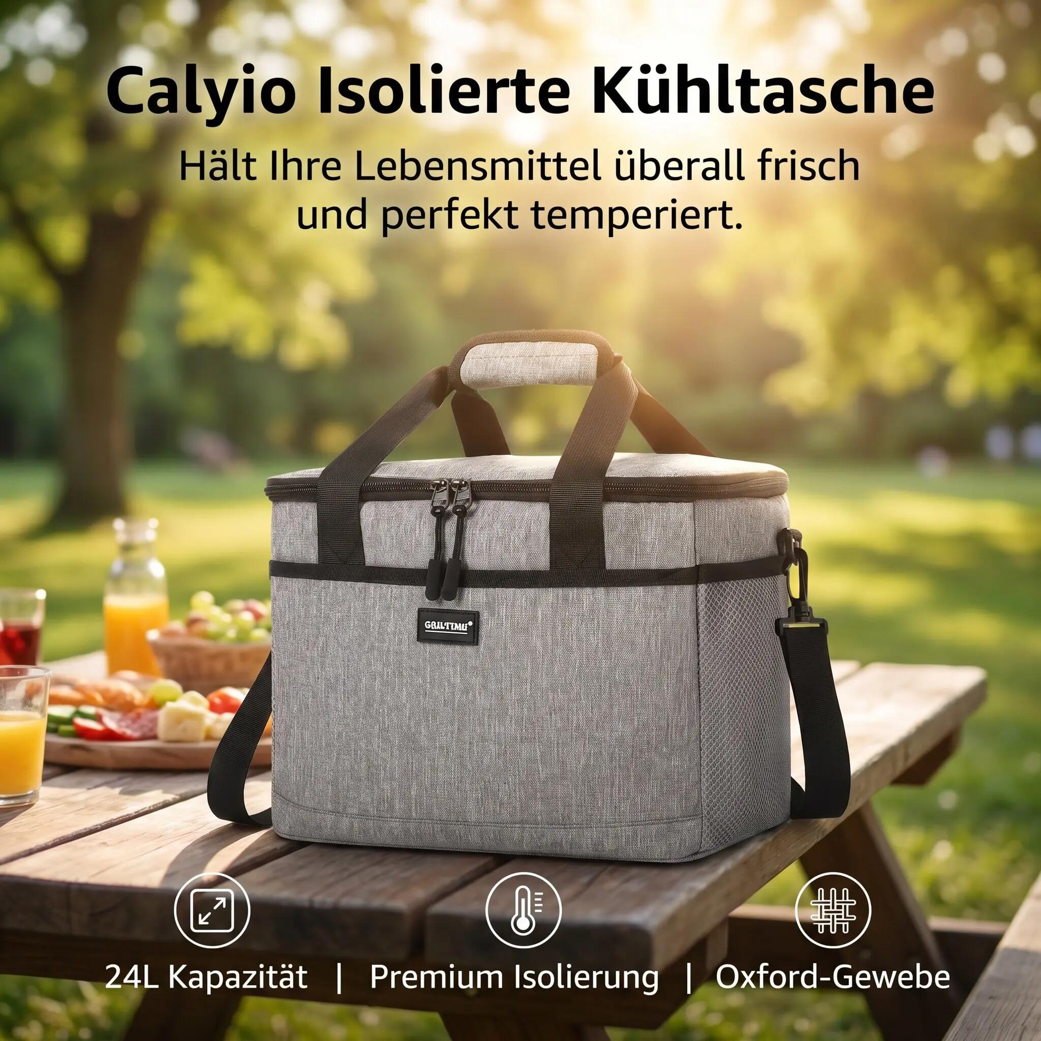 Kühltasche 24 Liter Faltbar isolierend kompakt Camping Kühlbox 4/7