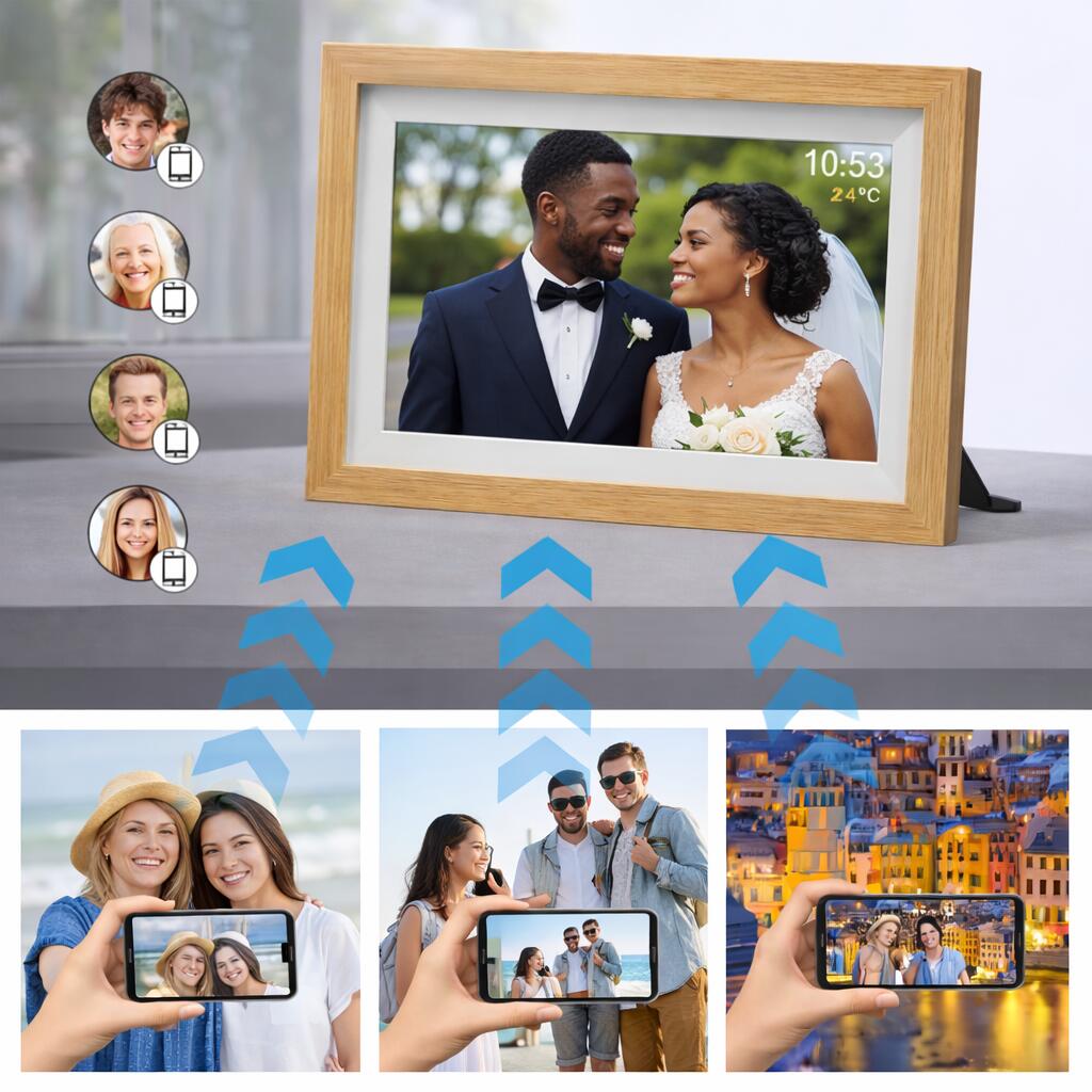 Ramka cyfrowa na zdjęcia Wozinsky 10.1" z aplikacją frameo 32GB jasnobrązowa 3/6