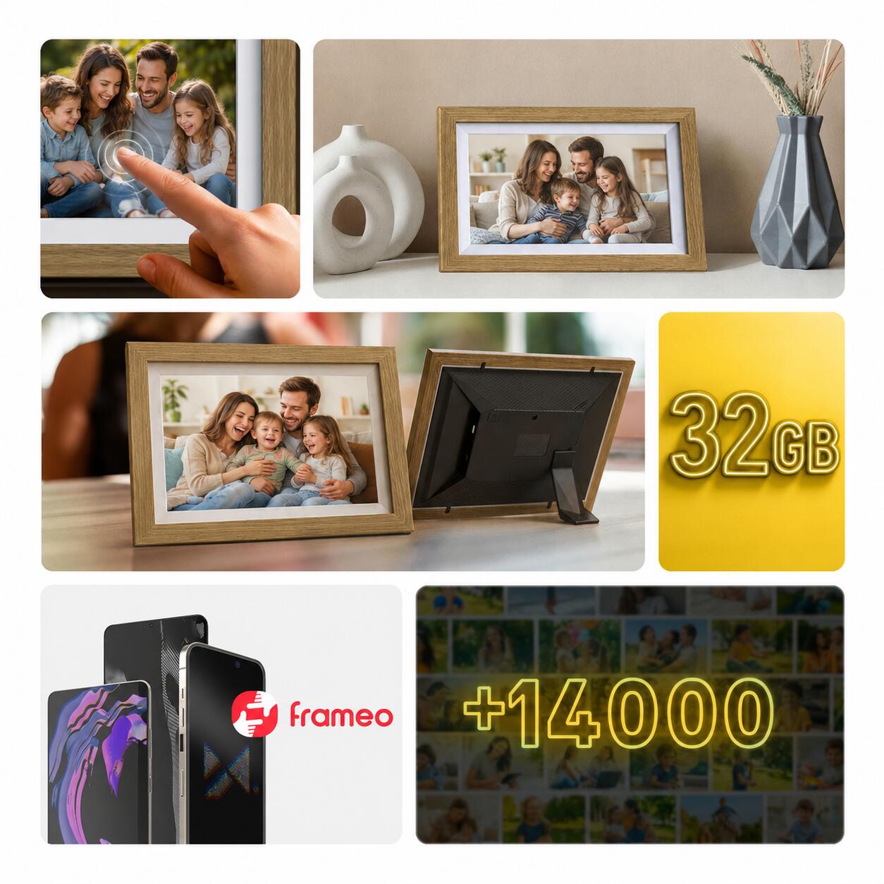 Ramka cyfrowa na zdjęcia Wozinsky 10.1" z aplikacją frameo 32GB jasnobrązowa 2/6