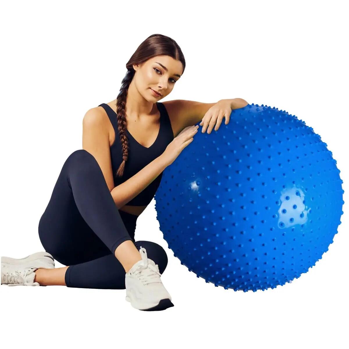 Palla ginnica gonfiabile 65 cm - blu con bordino 3/6