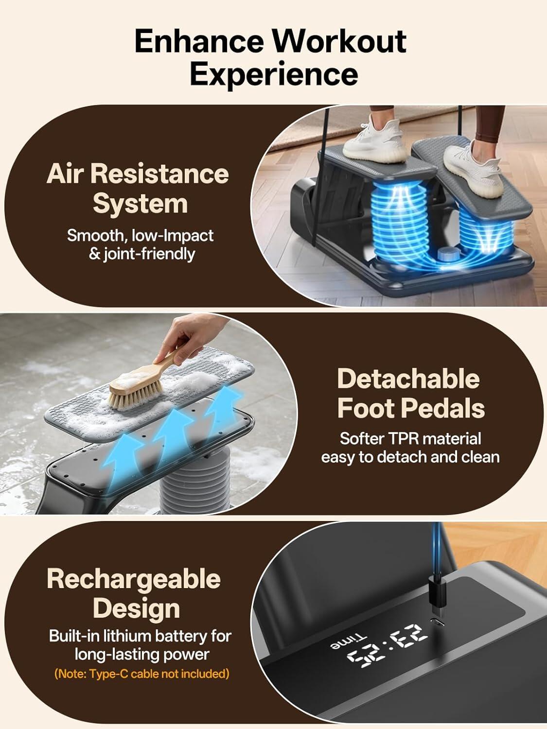 Stepper ad Aria JS300B Regolabile su 5 Livelli con Monitor LED, Portata 136 KG 5/14