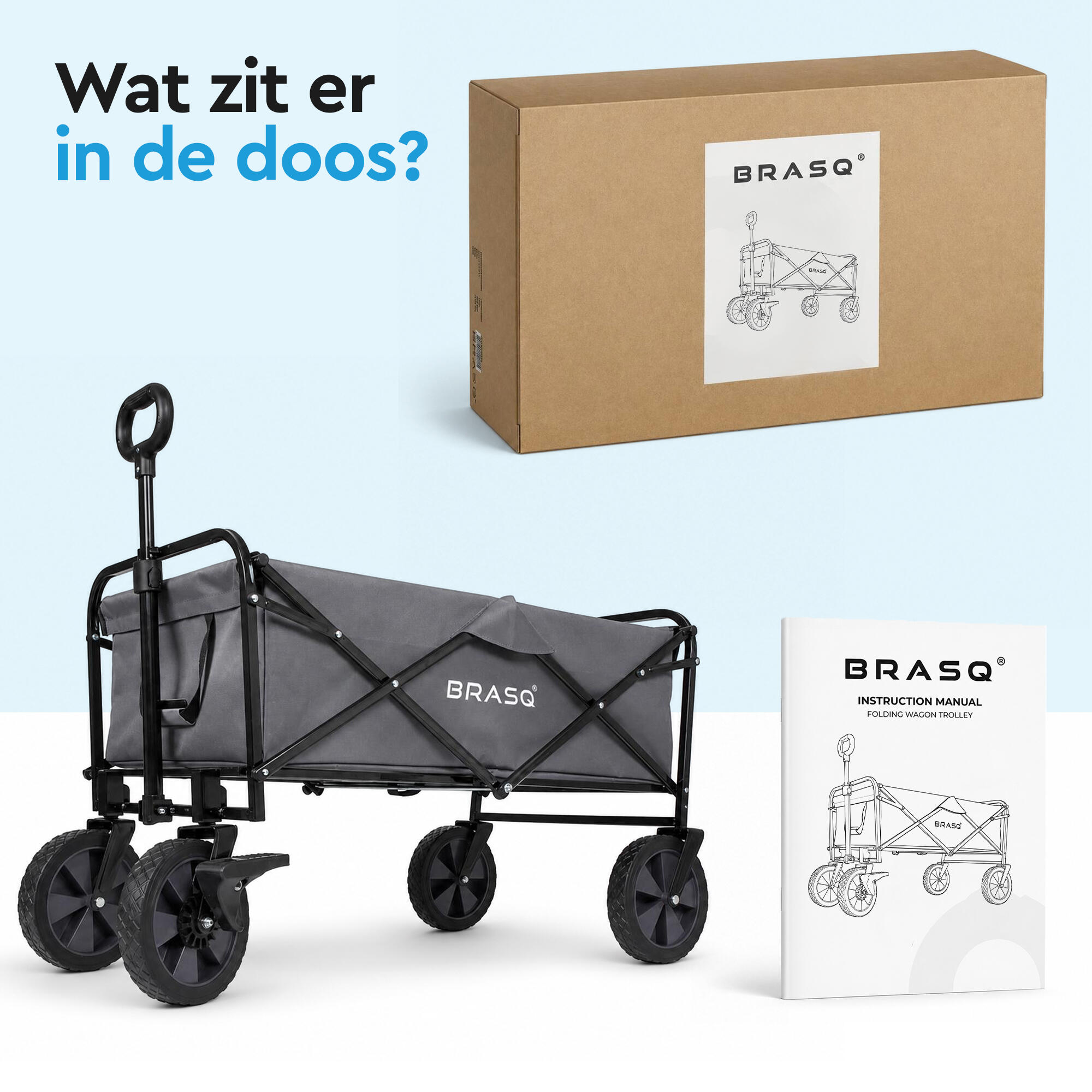 BRASQ Bolderkar Opvouwbaar - 100 Liter - 80 KG Draagkracht - Grijs 5/13