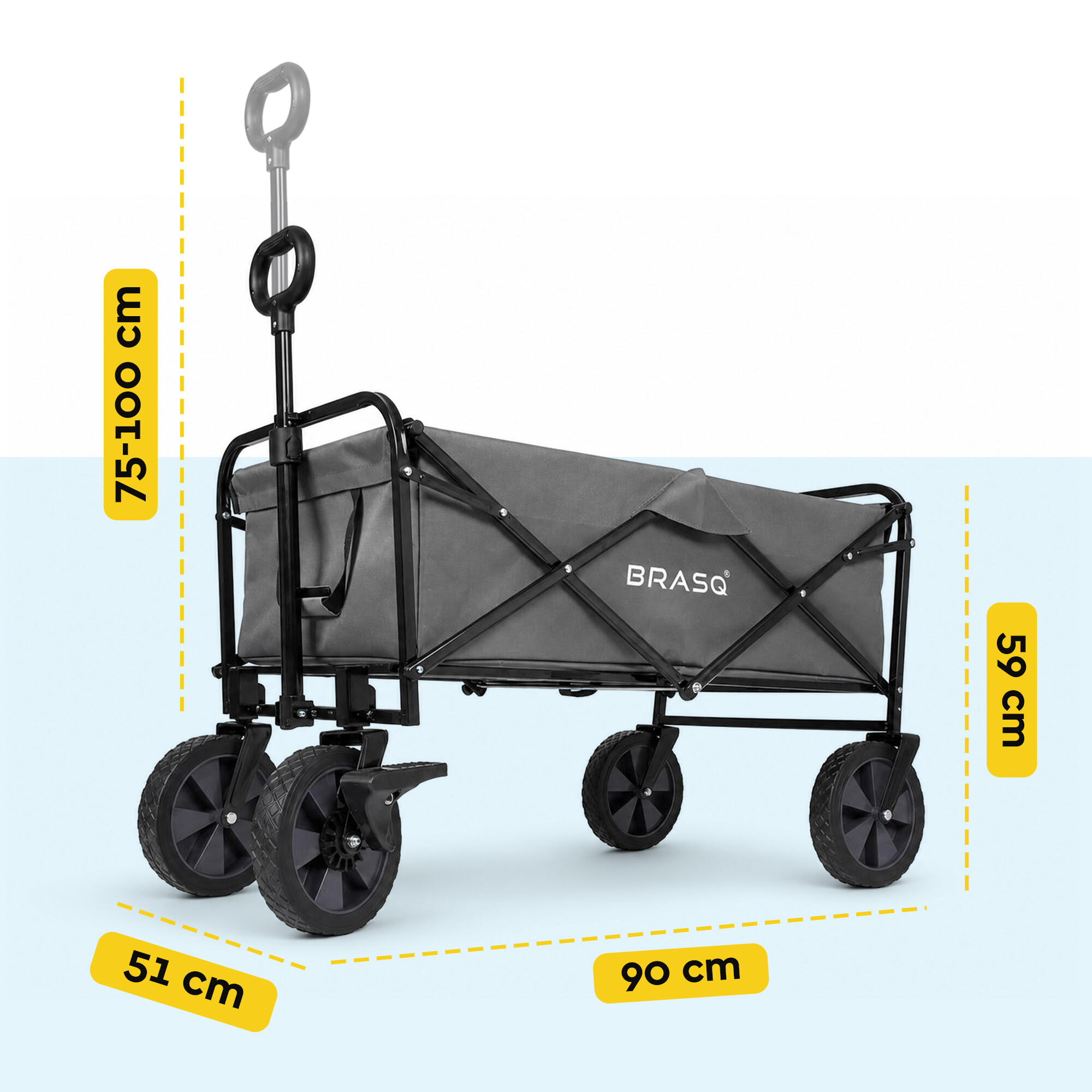 BRASQ Bolderkar Opvouwbaar - 100 Liter - 80 KG Draagkracht - Grijs 2/13