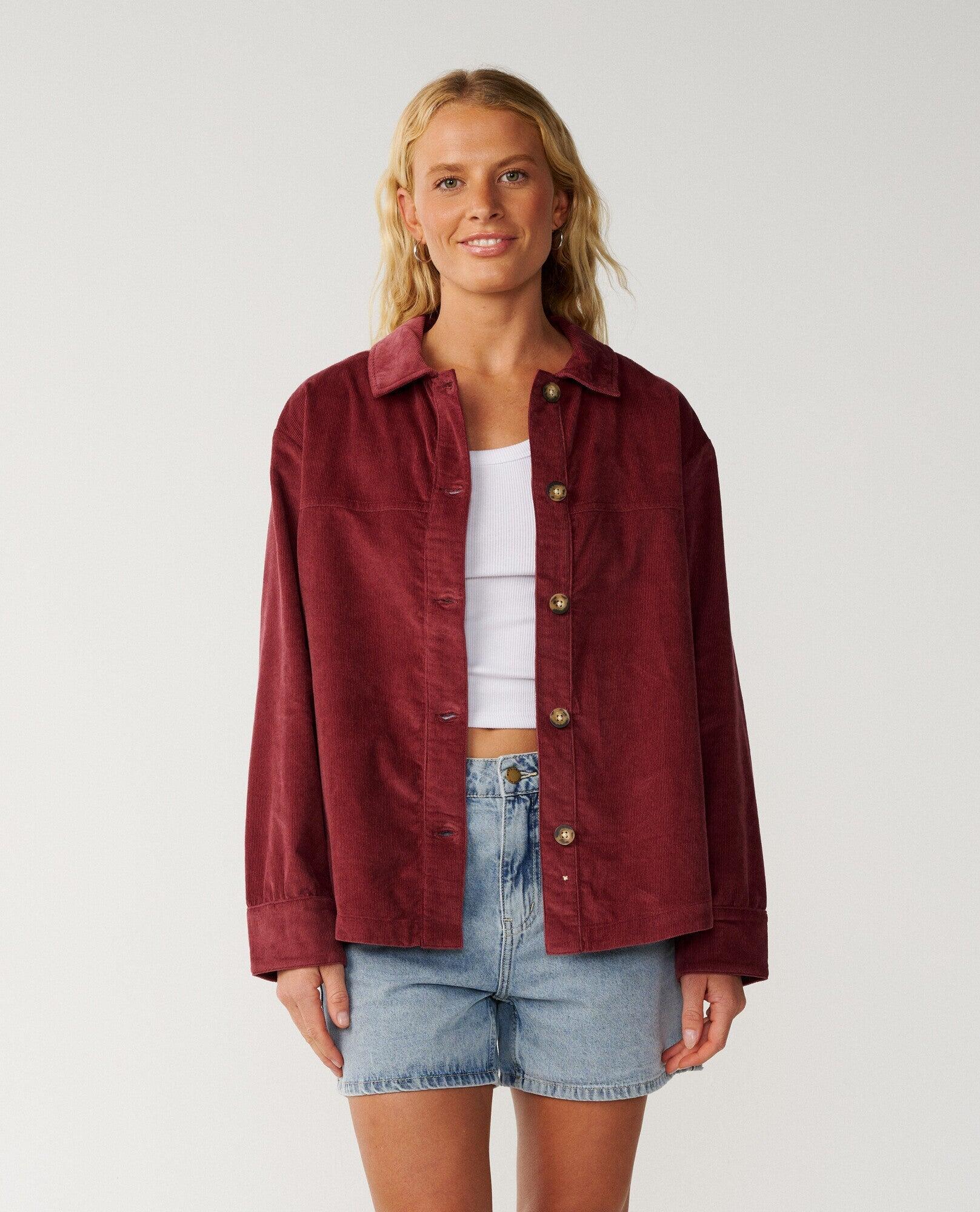 Rip Curl Keepsakes Washed Cord Shirt - Dark Plum 3/7