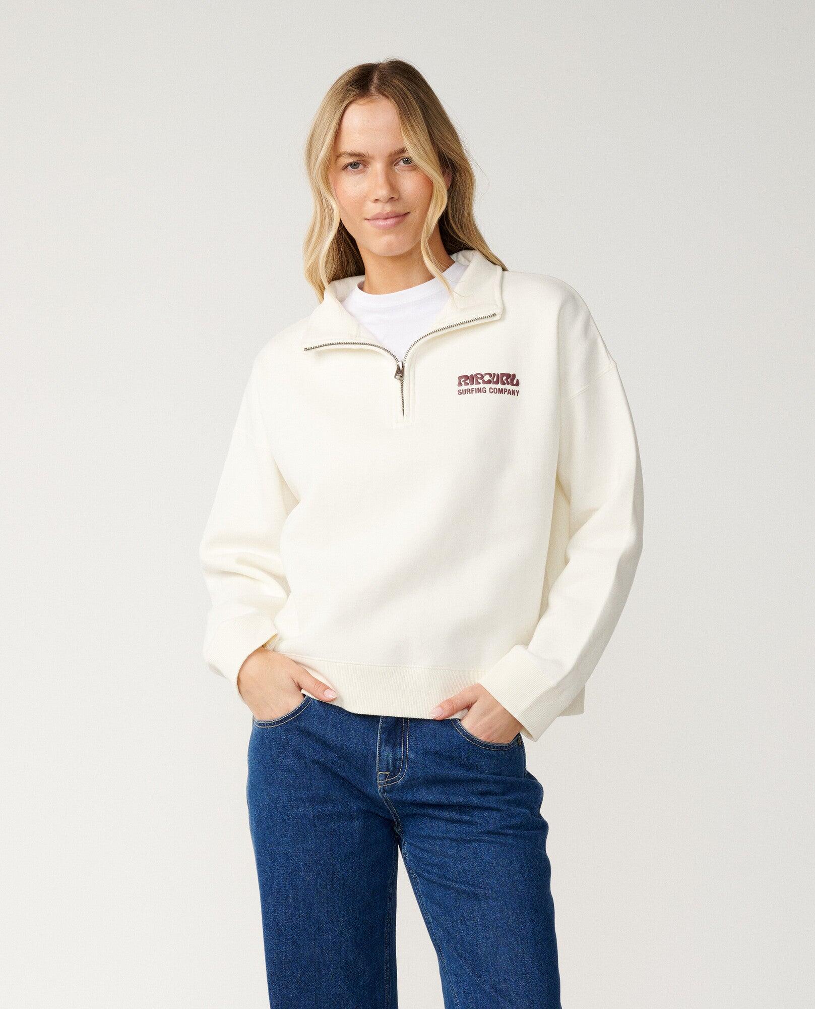 Rip Curl Surf Puff 1/4 Zip - Bone 6/7