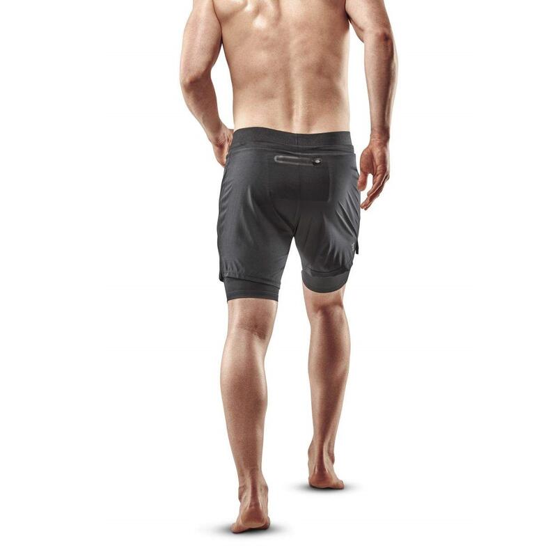 Pantaloni scurti alergare pentru barbati cu compresie Shorts 2 in 1 - negru