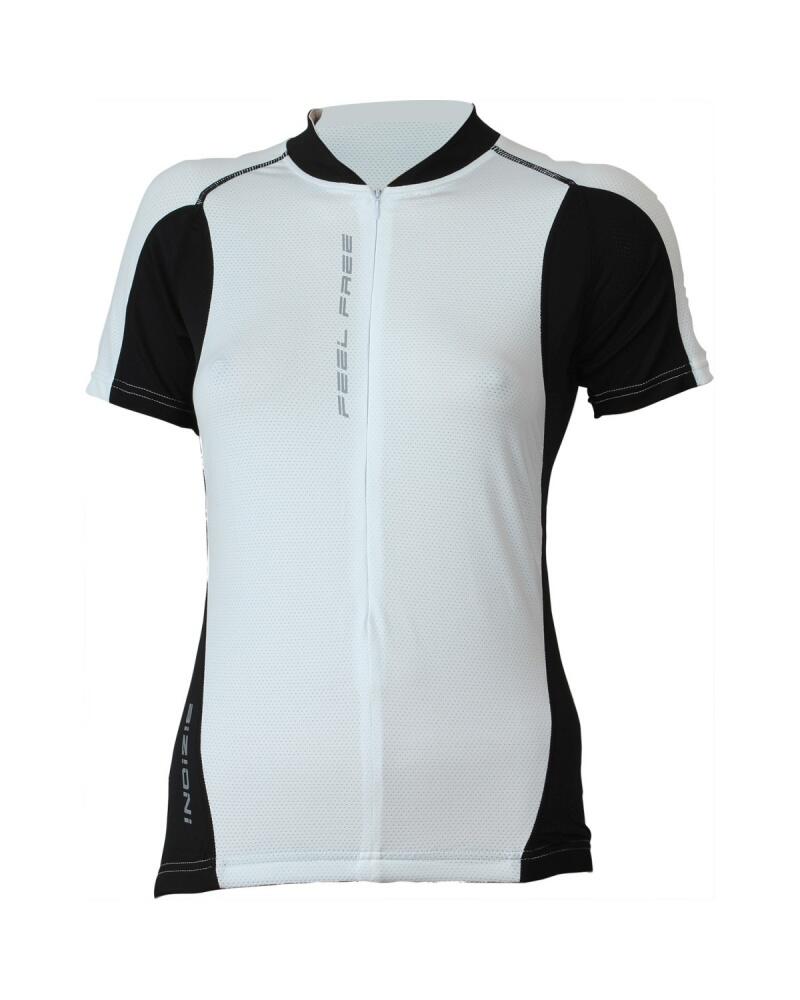 Maillot de cyclisme femme - manches courtes - ajusté - blanc-noir 1/1