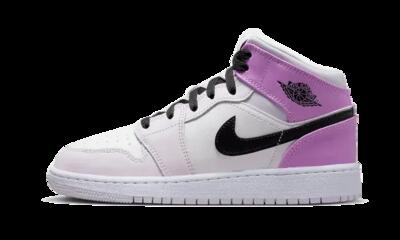 Schoenen - basketbal - dames - air jordan 1 mid - barely grape, zwart