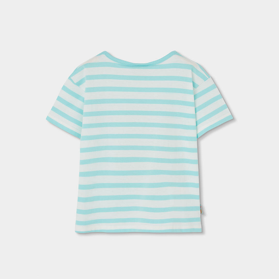 Camiseta de algodón para niña de rayas con estampado de piña 2/4