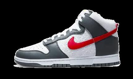 Chaussures - basket - unisexe - hautes embossées - dunk high - gris/rouge