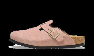 Schoenen - casual - dames - birkenstock boston - suède lichtroze, comfortabel