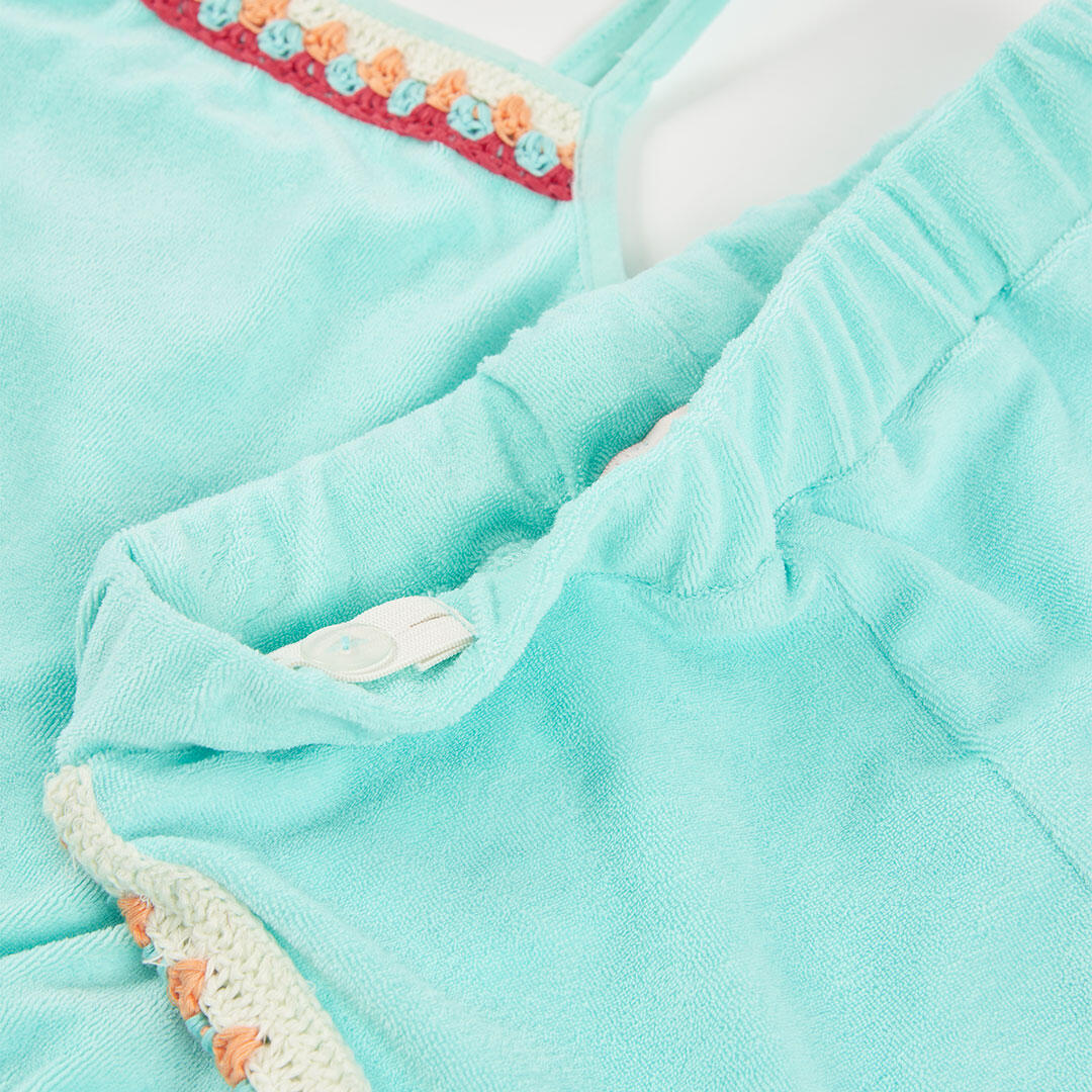 Conjunto de felpa toalla para niña con top y short, turquesa 7/7