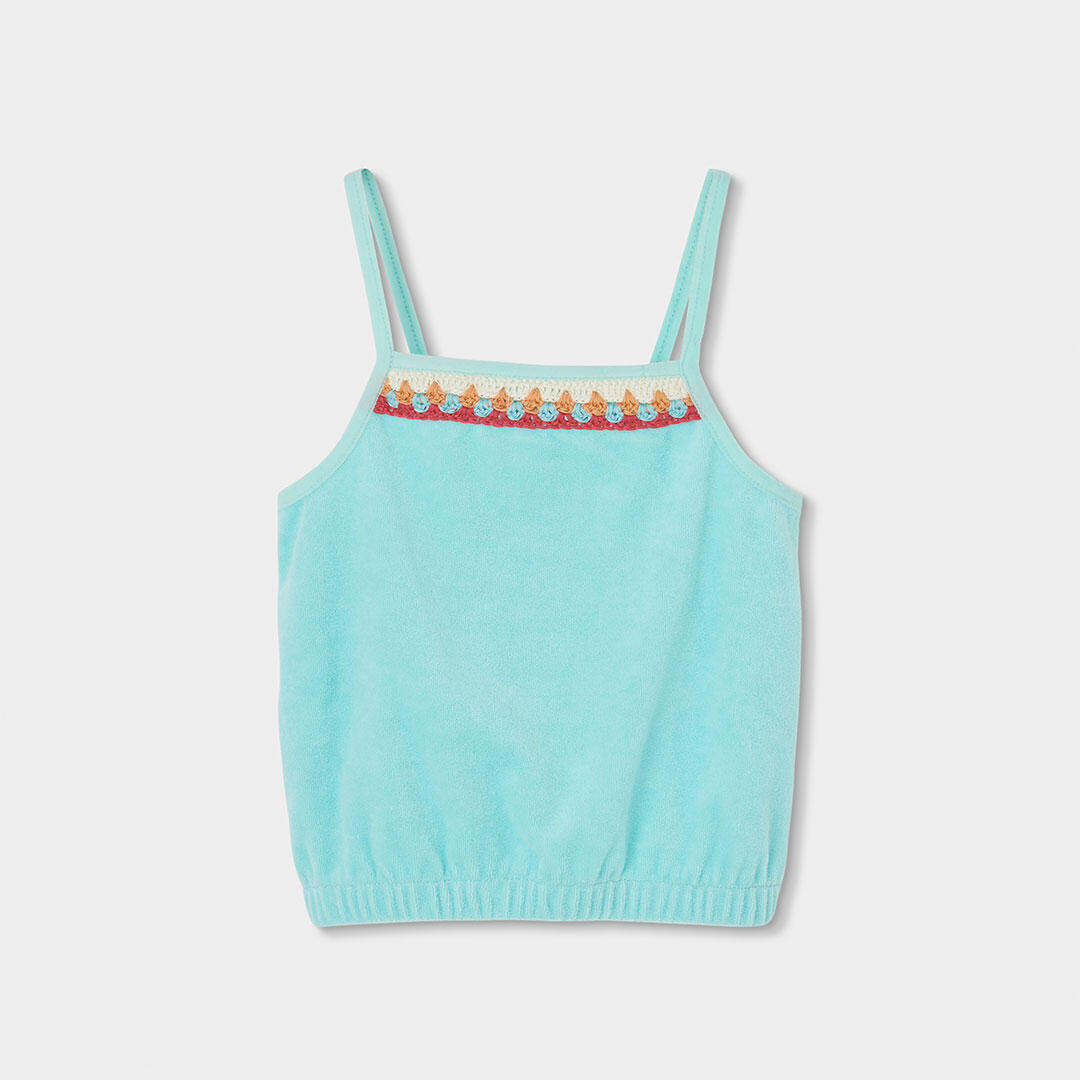 Conjunto de felpa toalla para niña con top y short, turquesa 3/7