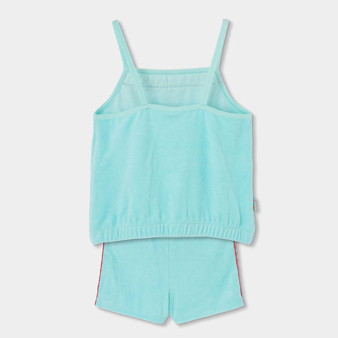 Conjunto de felpa toalla para niña con top y short, turquesa 2/7