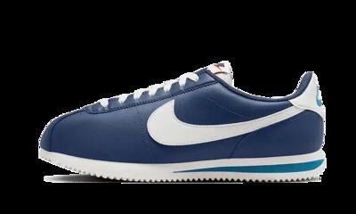 Schoenen - casual - heren - cortez midnight navy - leren, klassiek - blauw/wit