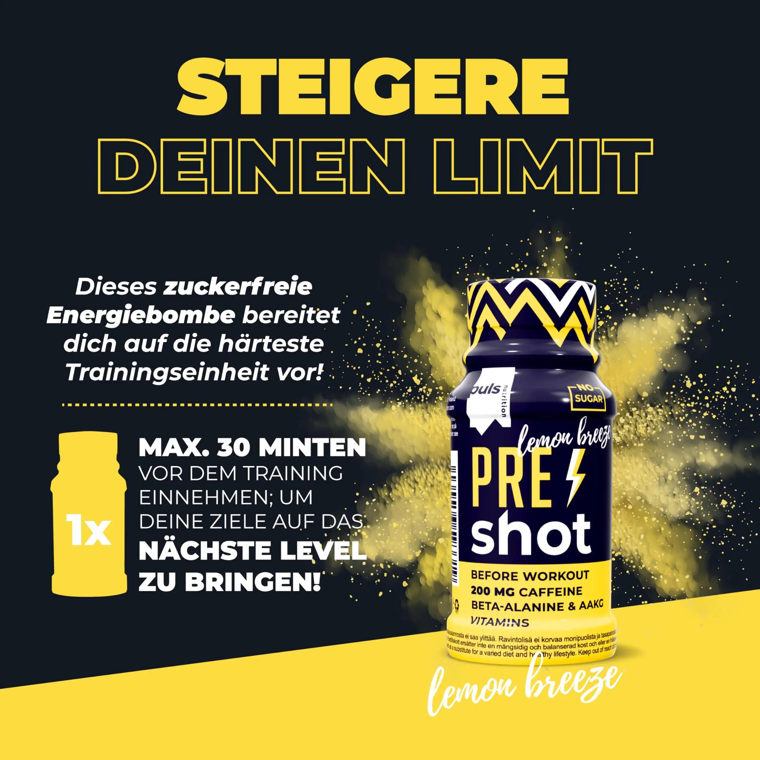 Pre Workout Shot Lemon Breeze 60 ml – Booster met 200 mg cafeïne 4/7
