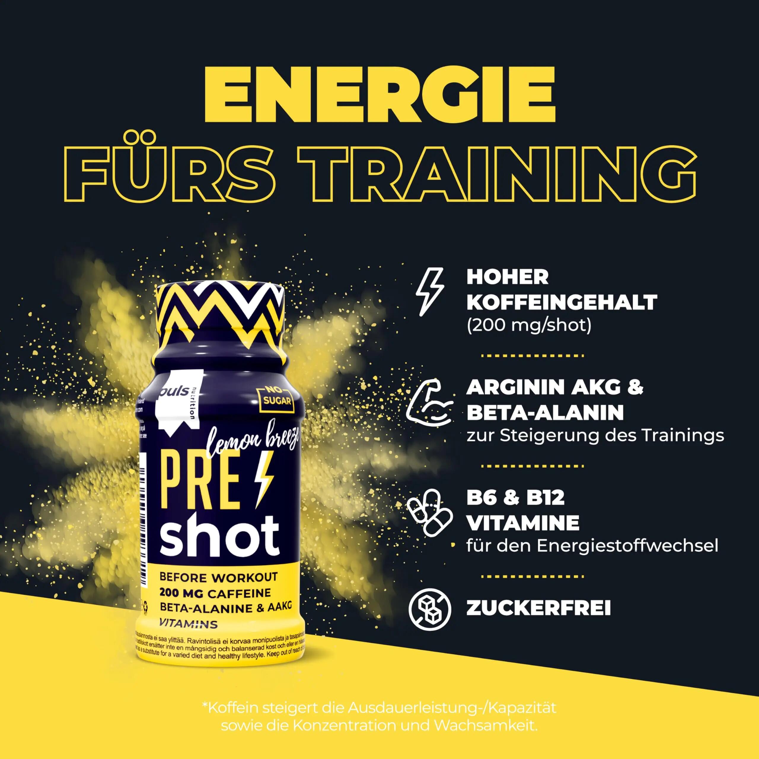 Pre Workout Shot Lemon Breeze 60 ml – Booster met 200 mg cafeïne 2/7